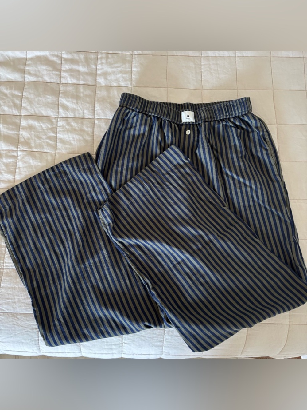 Anthropologie Navy and Green striped Wren boxer pant